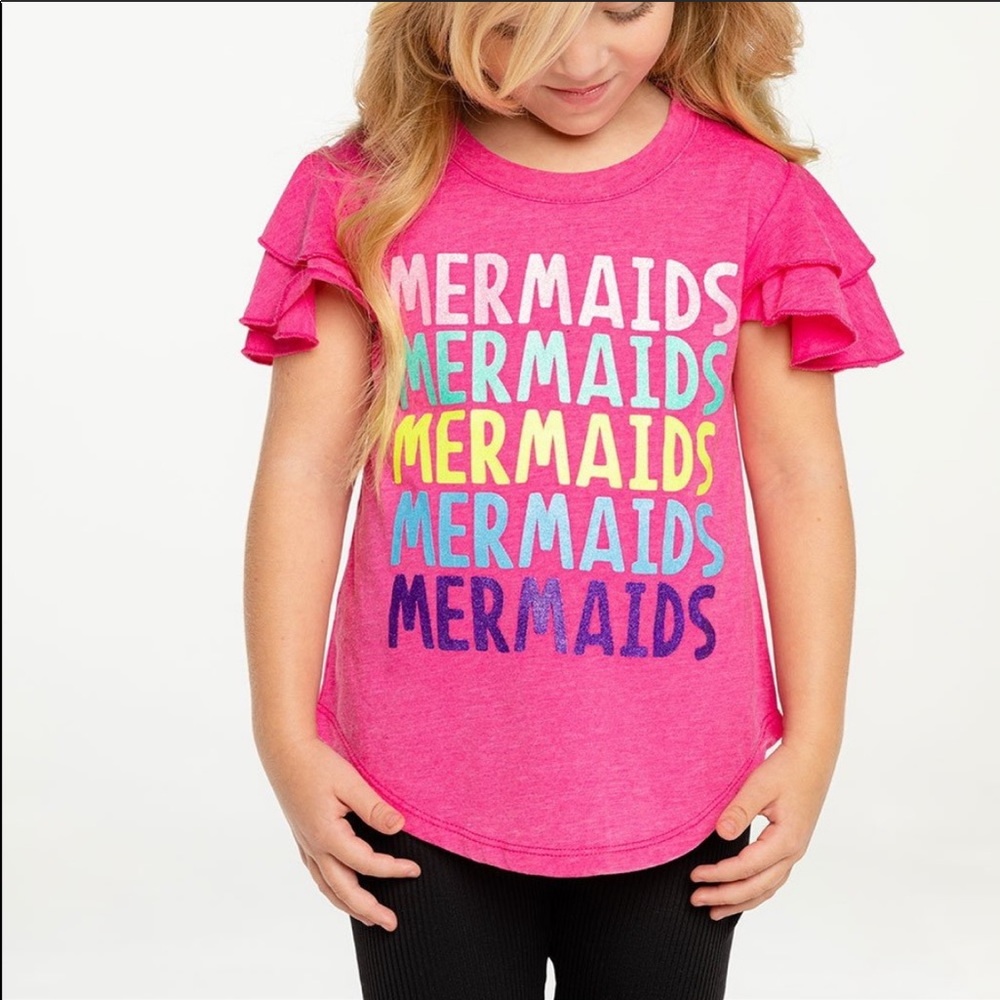 Chaser – Girls “Mermaids” Flutter Sleeve Tee